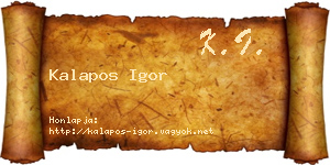 Kalapos Igor névjegykártya